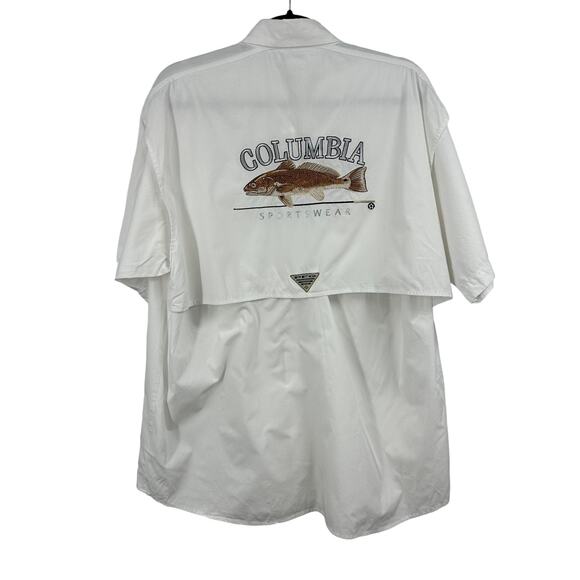 Columbia Fishing Short Sleeve Button Up Shirt Medium Vented Cotton White - Picture 5 of 10